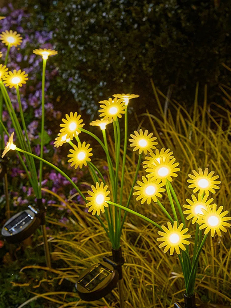 6 Leds Solar Flowers Lights For Outdoor Garden Courtyard Atmosphere LED Plug-in Lights Decor