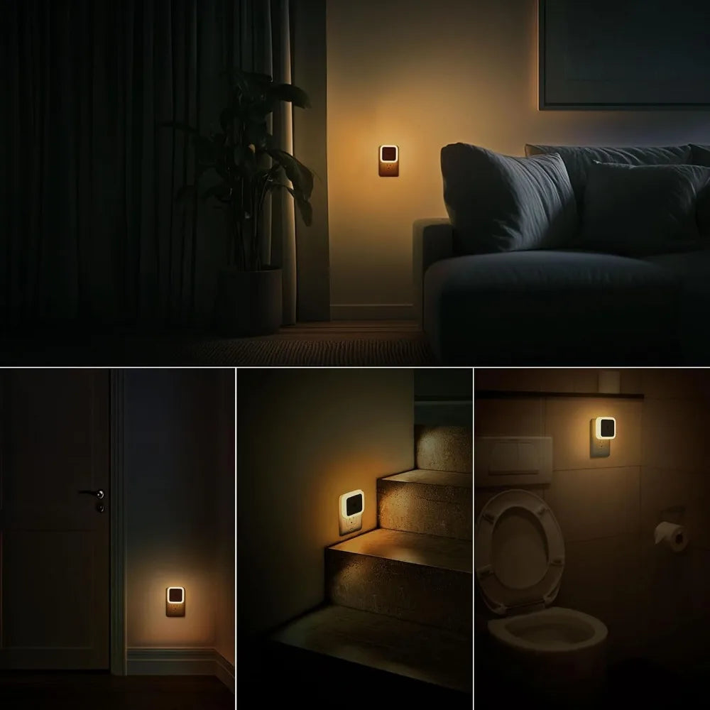 1/2/4Pack LED Night Lights Plug Into Wall Mini Square Light Night Lamp with Light Sensors for Kids Room Bathroom Stair Hallway