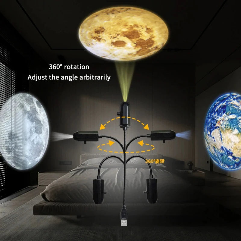 LED USB Projector Atmosphere Night Light Home Bedroom Decorative Bedside Socket Lighting Lamp Novelty Light Fixture Mini Gifts