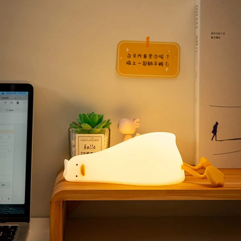 Bedside Light  LED Lying Flat Duck Night Light Level Dimmable Rechargeable Bedside Touch Lamp for Baby Kids Decor