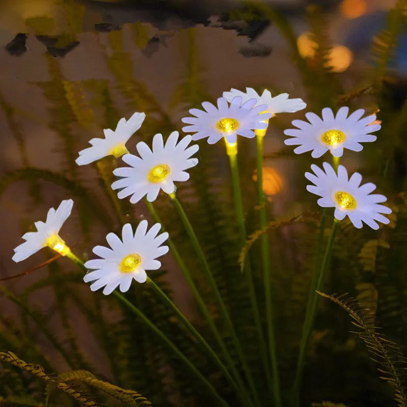 6 Leds Solar Flowers Lights For Outdoor Garden Courtyard Atmosphere LED Plug-in Lights Decor