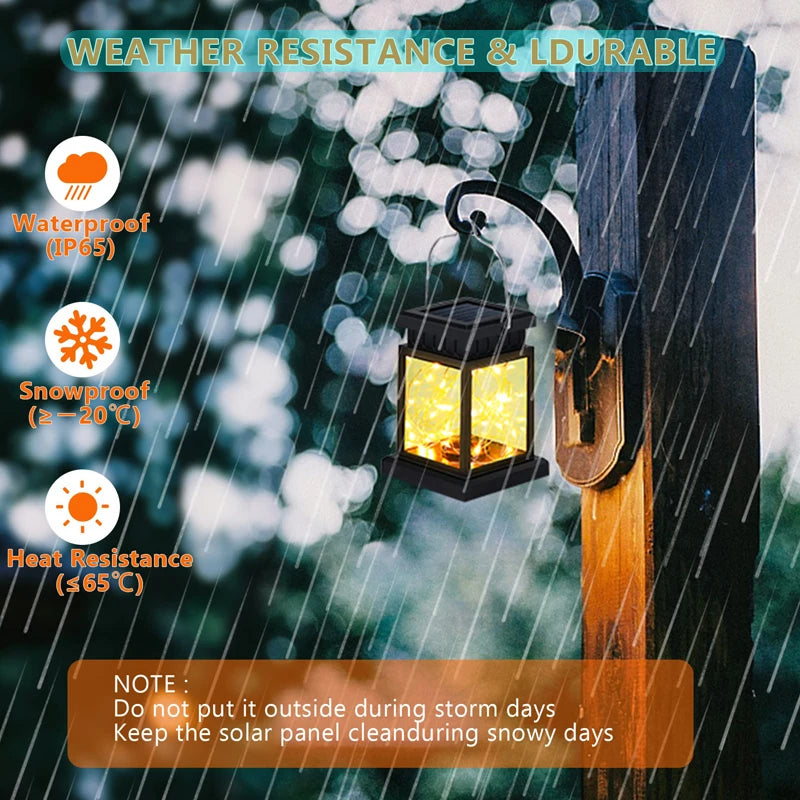 Solar Palace Lantern Hanging Candle Lamp Outdoor LED Waterproof Lights for Garden Patio Yard Lawn Landscape Vintage Lantern Deco