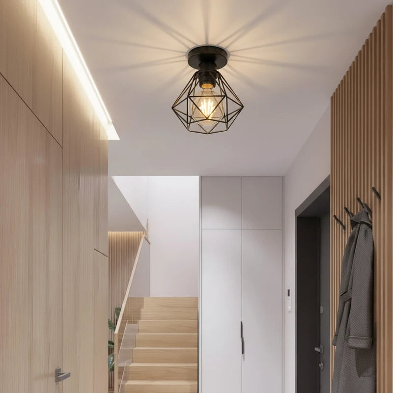 Retro Ceiling Lamp Iron Frame Ceiling Lighting Paint Restaurant Teahouse Chandelier Indoor Wrought Metal Modern Pendant Lights