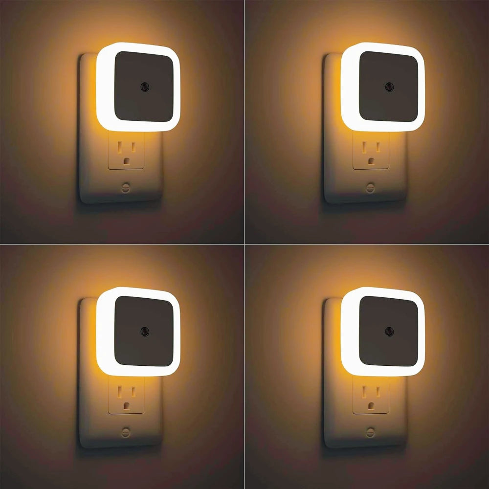 1/2/4Pack LED Night Lights Plug Into Wall Mini Square Light Night Lamp with Light Sensors for Kids Room Bathroom Stair Hallway