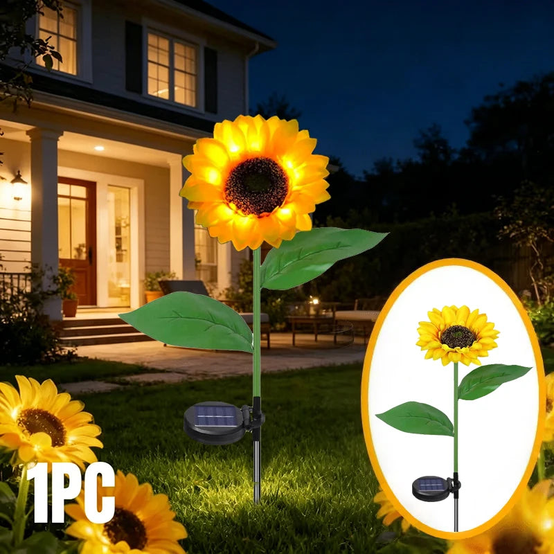 Solar Sunflower Lawn Lights Decor Outdoor Flower Garden Stake Lights for Patio Yard Pathway Party Housewarming Gift