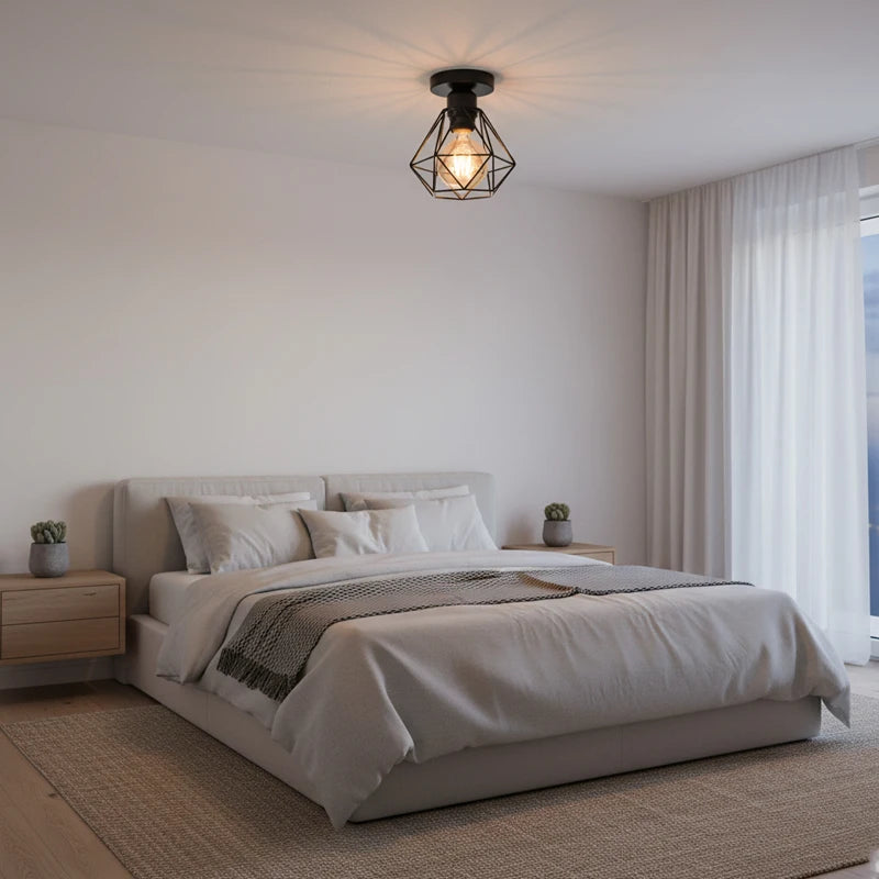 Retro Ceiling Lamp Iron Frame Ceiling Lighting Paint Restaurant Teahouse Chandelier Indoor Wrought Metal Modern Pendant Lights