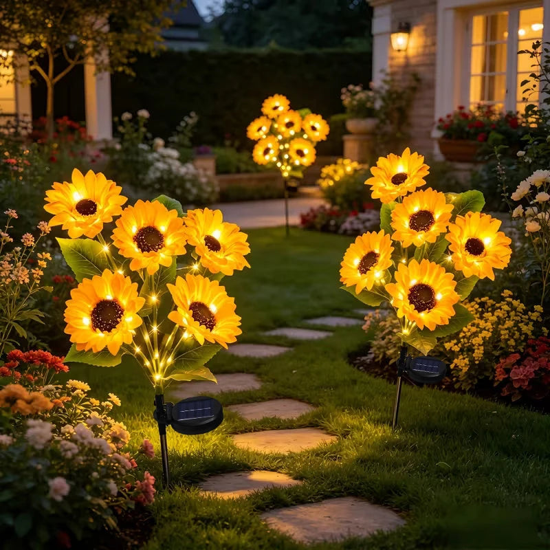 Solar Sunflower Lawn Lights Decor Outdoor Flower Garden Stake Lights for Patio Yard Pathway Party Housewarming Gift