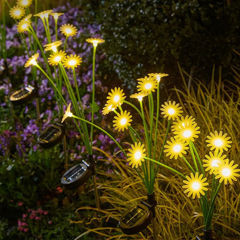 6 Leds Solar Flowers Lights For Outdoor Garden Courtyard Atmosphere LED Plug-in Lights Decor