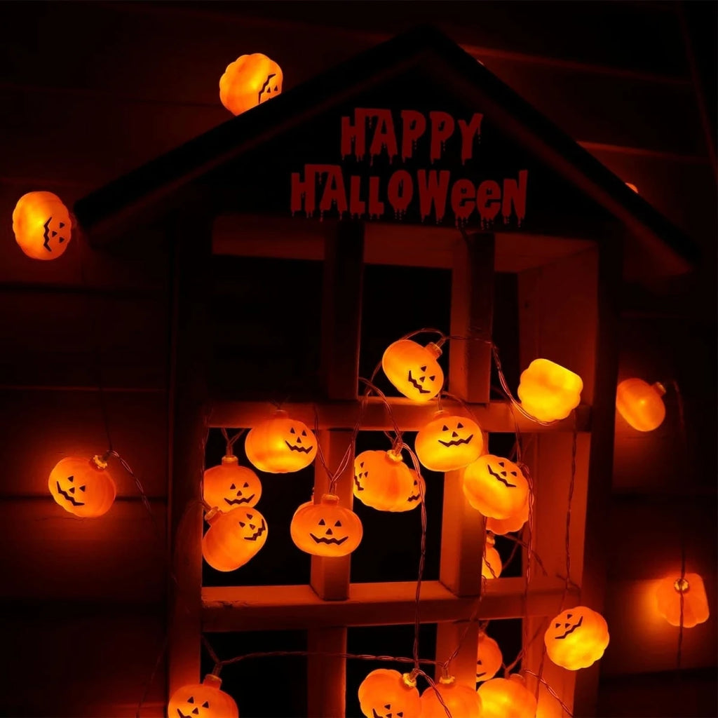 1pc 10/20 LED 3D Pumpkin String Light Halloween Atmosphere Decorative Lamp Battery Powered For Home Bedroom Party Festival Decor