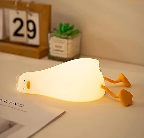 Bedside Light  LED Lying Flat Duck Night Light Level Dimmable Rechargeable Bedside Touch Lamp for Baby Kids Decor