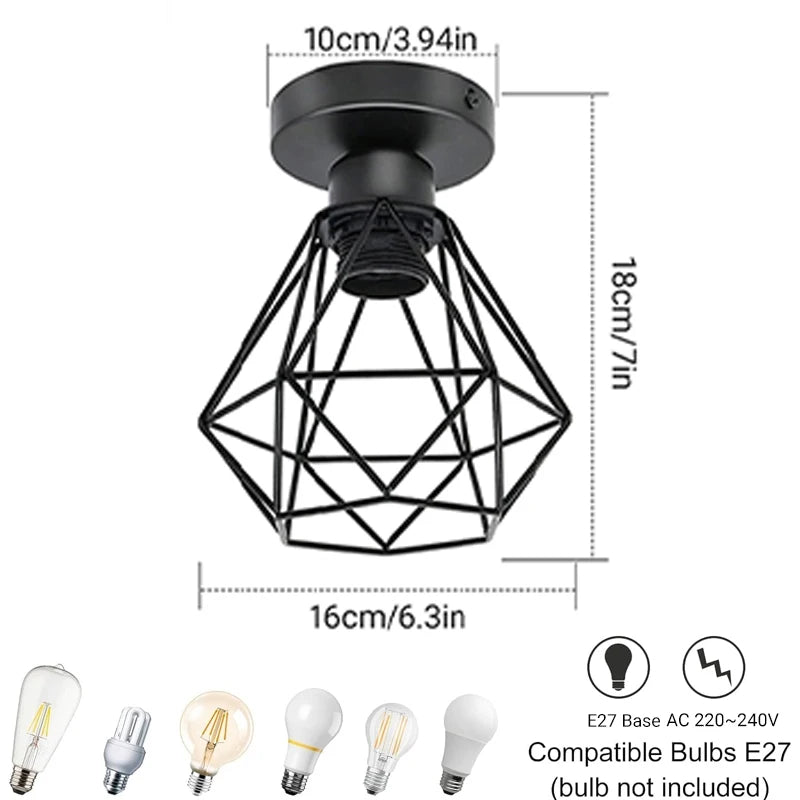 Retro Ceiling Lamp Iron Frame Ceiling Lighting Paint Restaurant Teahouse Chandelier Indoor Wrought Metal Modern Pendant Lights
