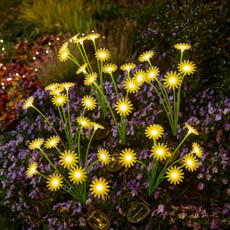 6 Leds Solar Flowers Lights For Outdoor Garden Courtyard Atmosphere LED Plug-in Lights Decor