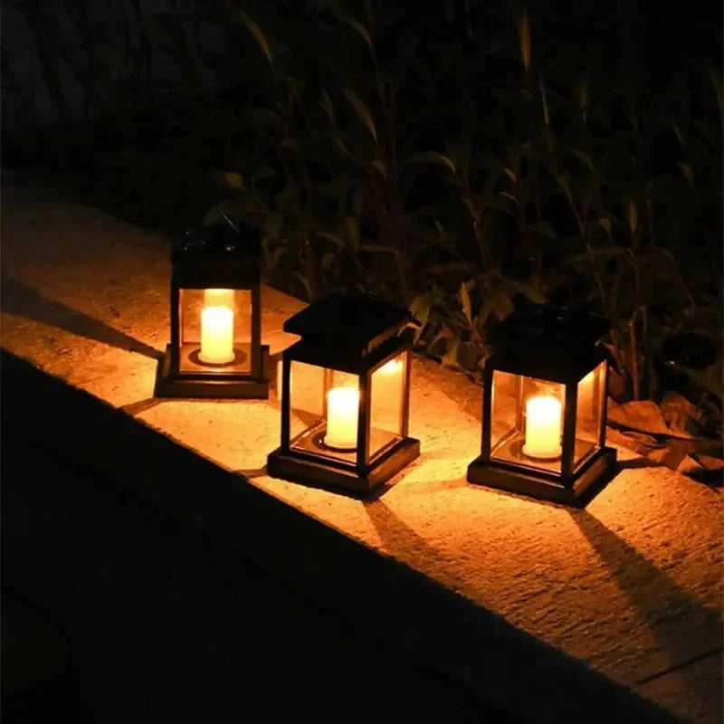 Solar Palace Lantern Hanging Candle Lamp Outdoor LED Waterproof Lights for Garden Patio Yard Lawn Landscape Vintage Lantern Deco