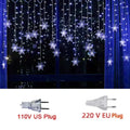 110V/220V 8-Mode Snowflake String Lights, LED Christmas Lights Decor for Indoor/Outdoor, Garden Bedroom Party Decorations