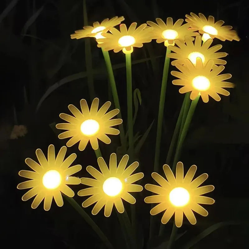 6 Leds Solar Flowers Lights For Outdoor Garden Courtyard Atmosphere LED Plug-in Lights Decor