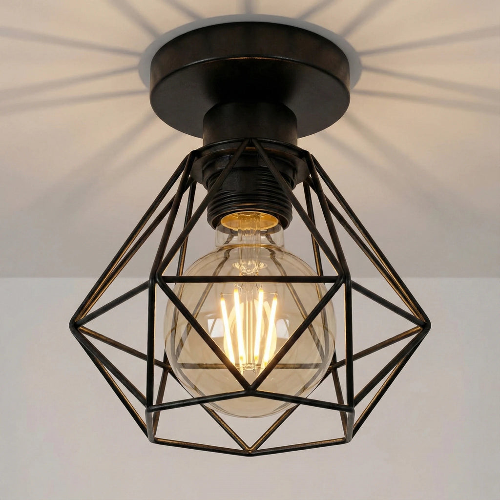 Retro Ceiling Lamp Iron Frame Ceiling Lighting Paint Restaurant Teahouse Chandelier Indoor Wrought Metal Modern Pendant Lights