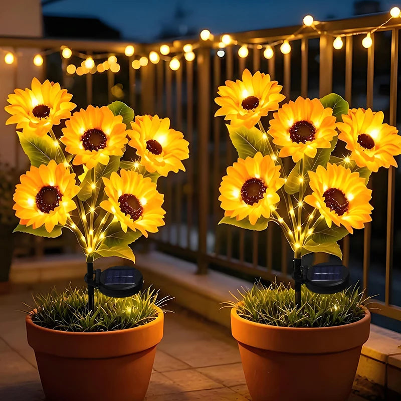 Solar Sunflower Lawn Lights Decor Outdoor Flower Garden Stake Lights for Patio Yard Pathway Party Housewarming Gift