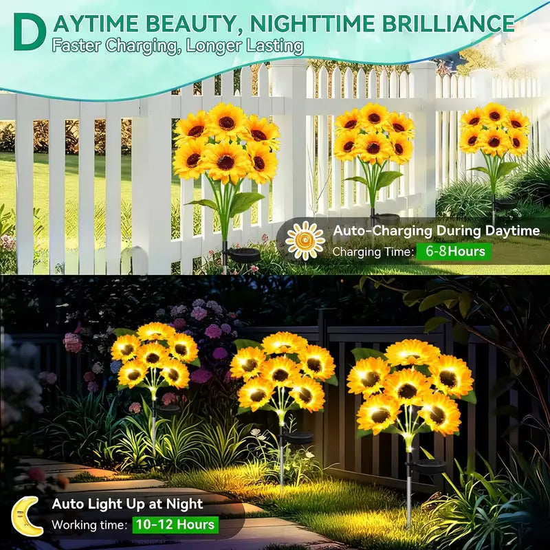 Solar Sunflower Lawn Lights Decor Outdoor Flower Garden Stake Lights for Patio Yard Pathway Party Housewarming Gift
