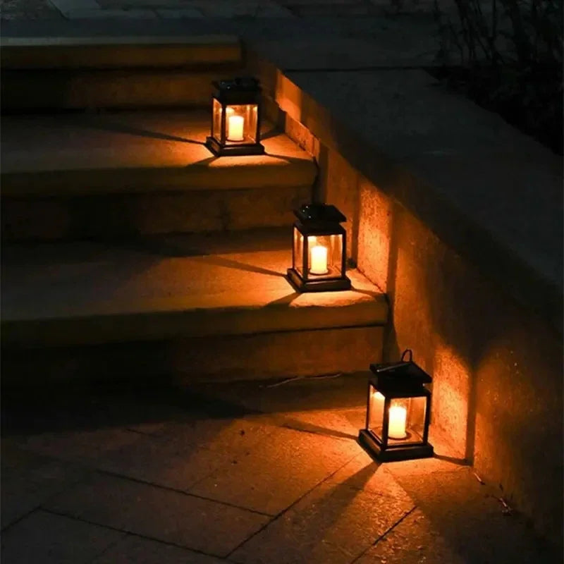 Solar Palace Lantern Hanging Candle Lamp Outdoor LED Waterproof Lights for Garden Patio Yard Lawn Landscape Vintage Lantern Deco