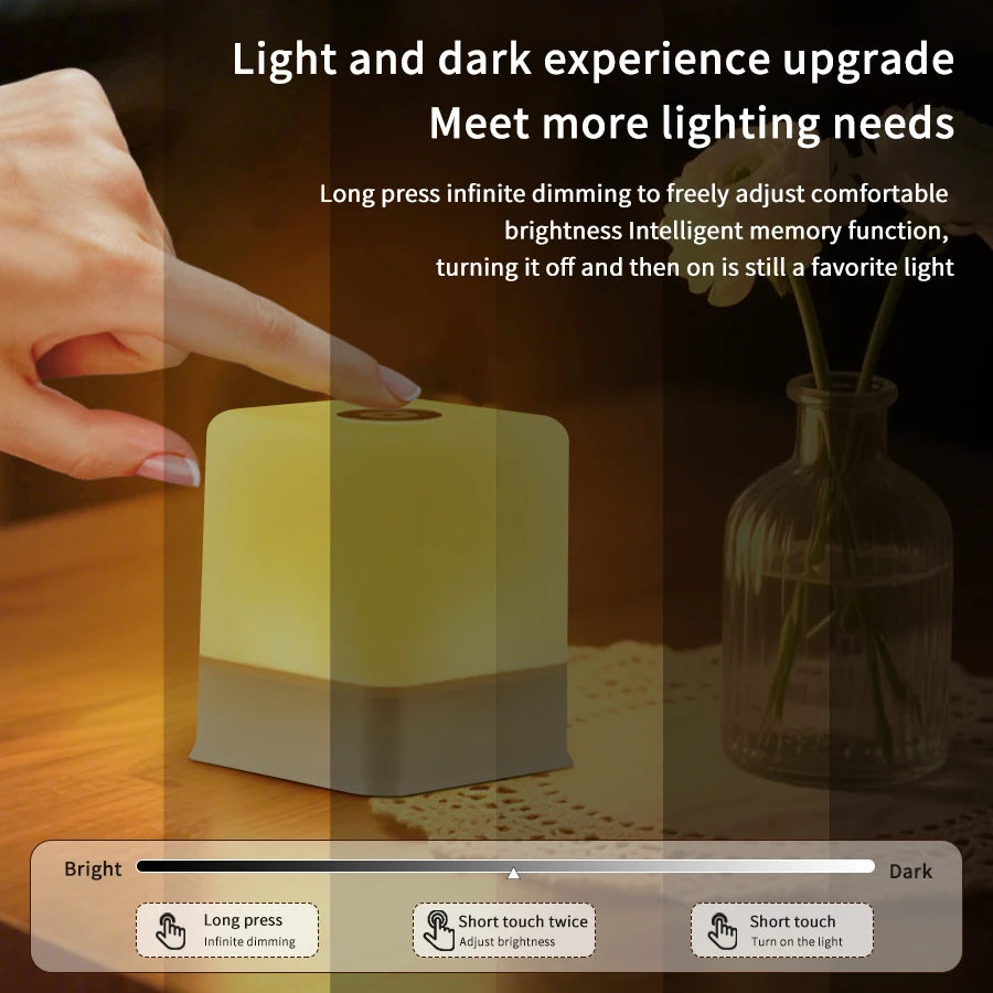 3 Color 16 Color Touch Dimming Night Light Rechargeable Bedside Lamp Portable Desk Lamp Bedroom Lighting Living Room Decoration