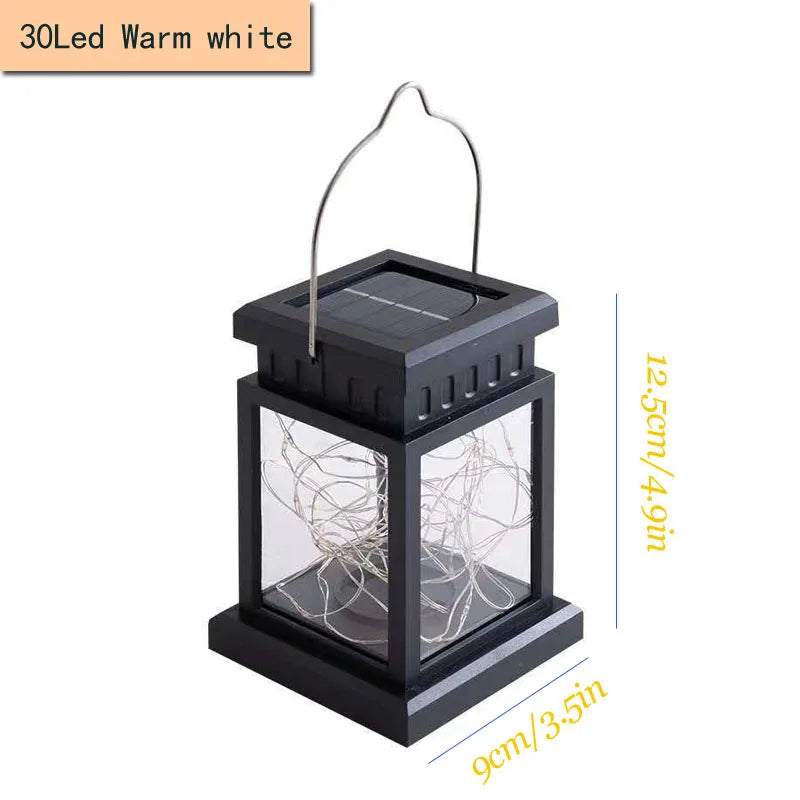 Solar Palace Lantern Hanging Candle Lamp Outdoor LED Waterproof Lights for Garden Patio Yard Lawn Landscape Vintage Lantern Deco