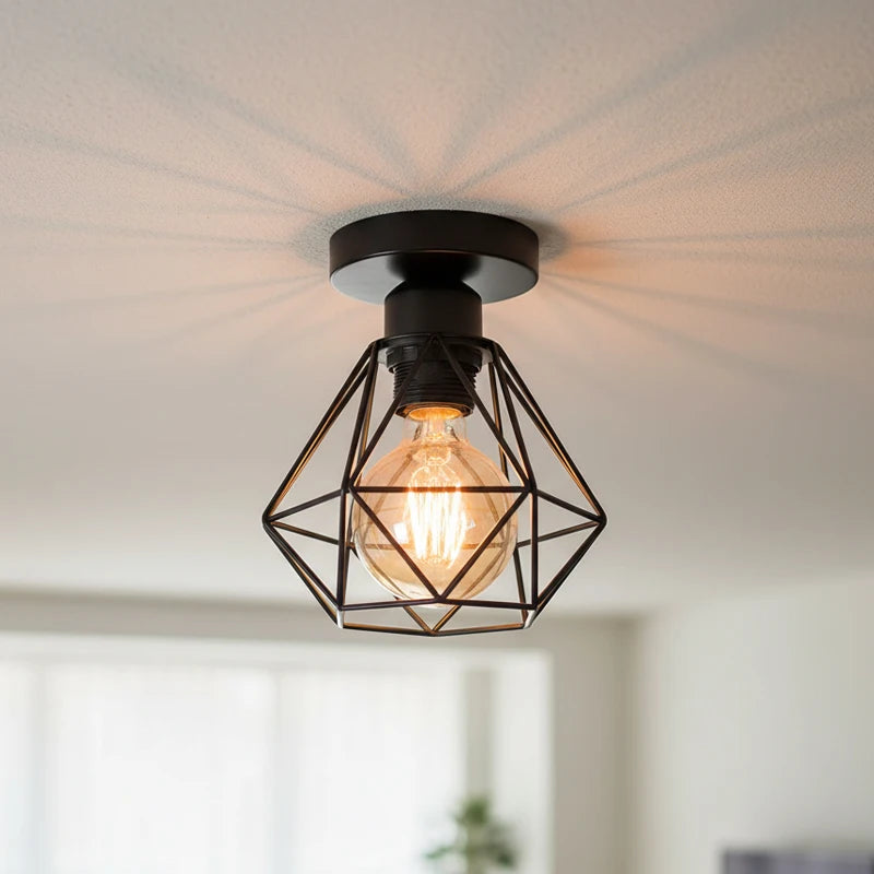 Retro Ceiling Lamp Iron Frame Ceiling Lighting Paint Restaurant Teahouse Chandelier Indoor Wrought Metal Modern Pendant Lights