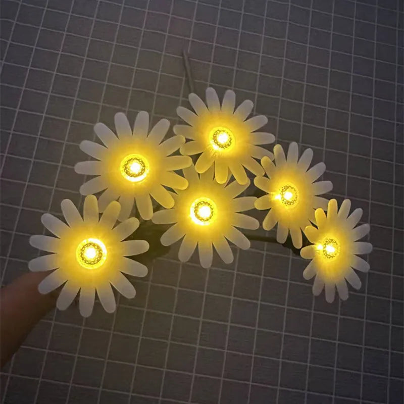 6 Leds Solar Flowers Lights For Outdoor Garden Courtyard Atmosphere LED Plug-in Lights Decor