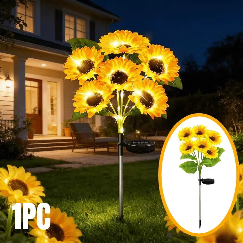 Solar Sunflower Lawn Lights Decor Outdoor Flower Garden Stake Lights for Patio Yard Pathway Party Housewarming Gift